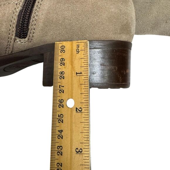 Born Boots Womens Size 9.5 Taupe Suede Slouch Knee High Zip Plaid Lined F30617 - Picture 6 of 9